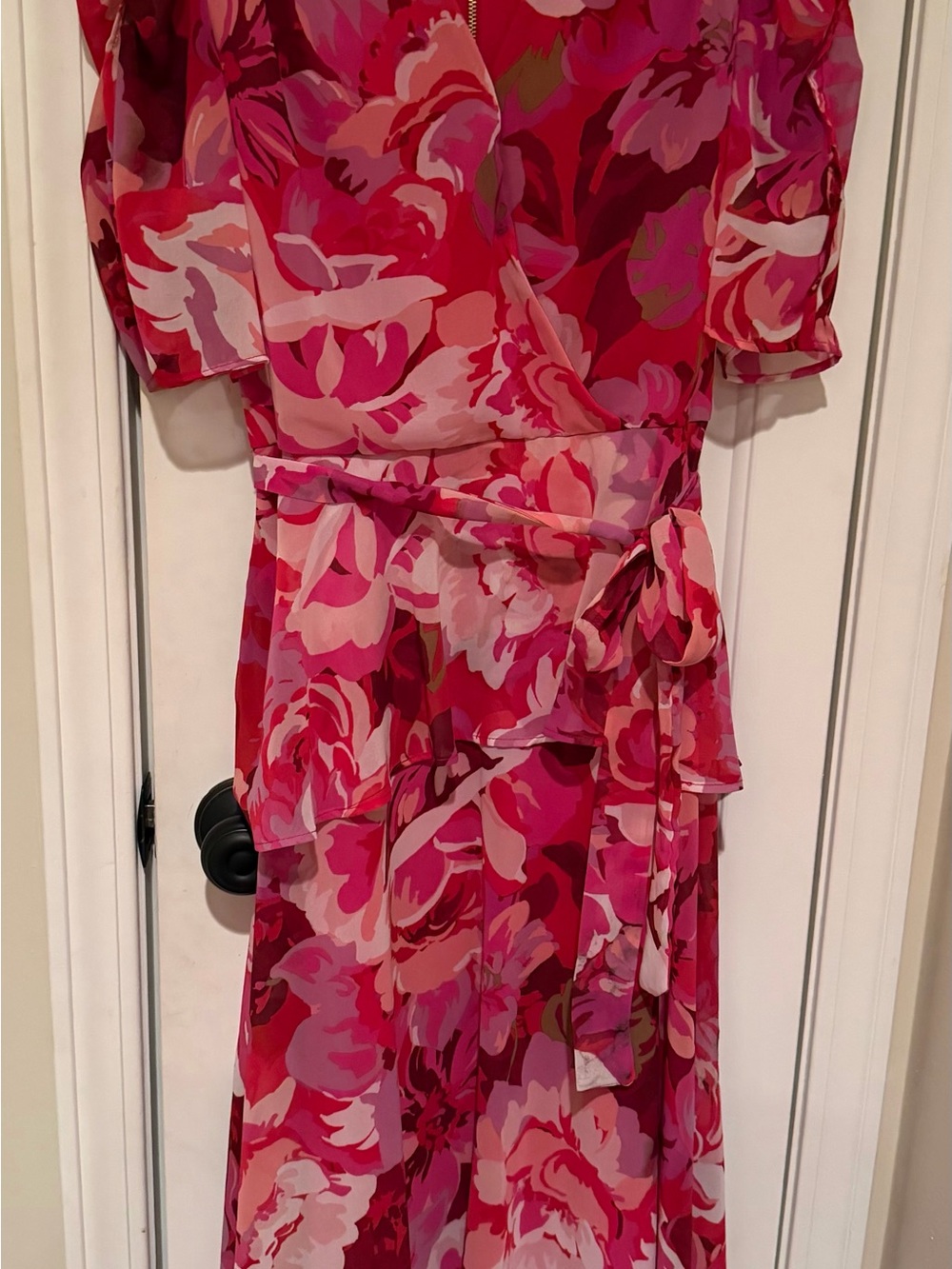 Maison Tara Pink Floral Wrap Maxi Dress